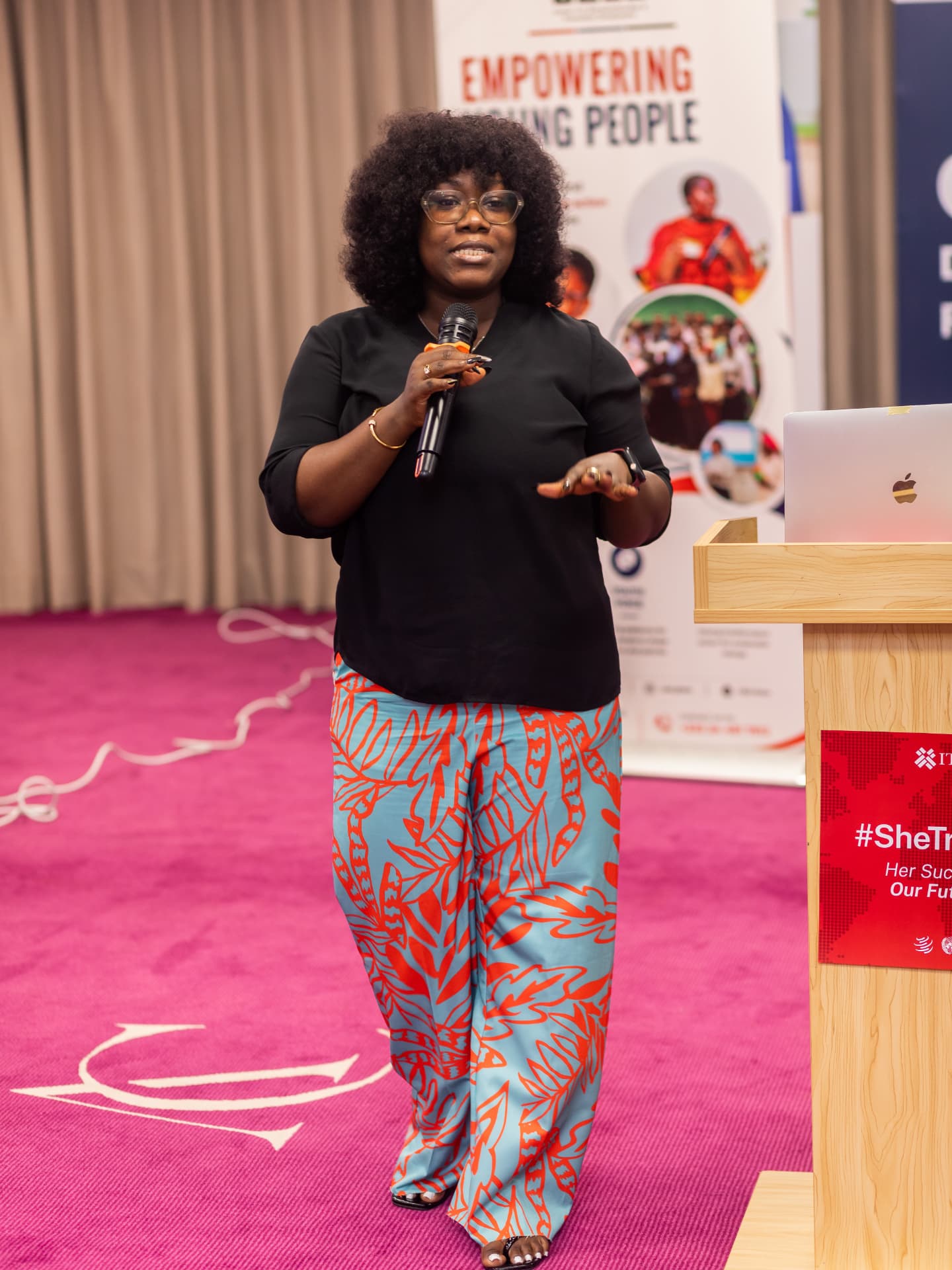 Rita Naa Kordey Clottey addressing the room at an ITC SheTrades session